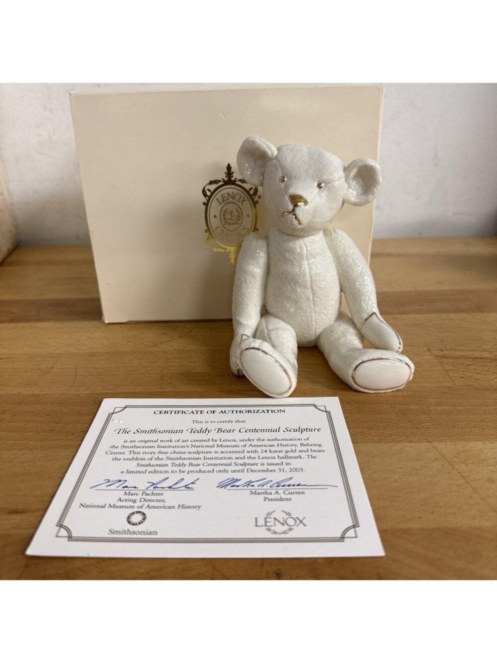 Lenox Smithsonian "Limited Edition Centennial Teddy Bear" with COA Rare Find
